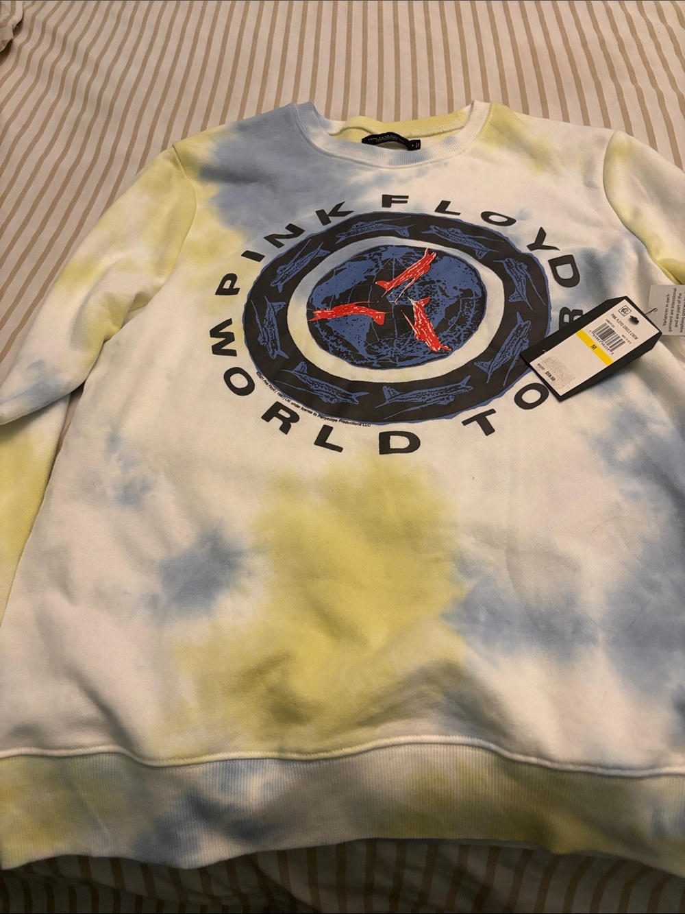 Pink Floyd Tie-Dye Crewneck Sweatshirt - Yellow, Blue & Red Graphic